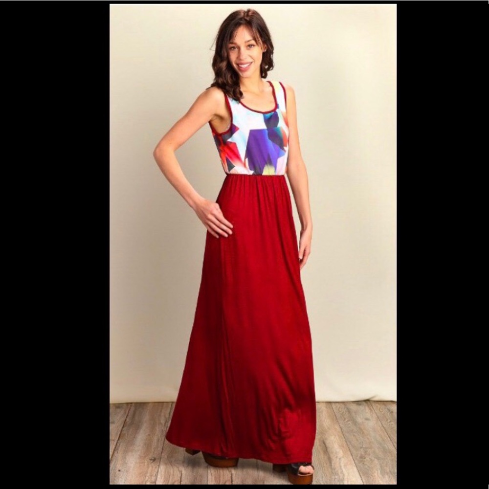 Printed Upper Maxi Dress
